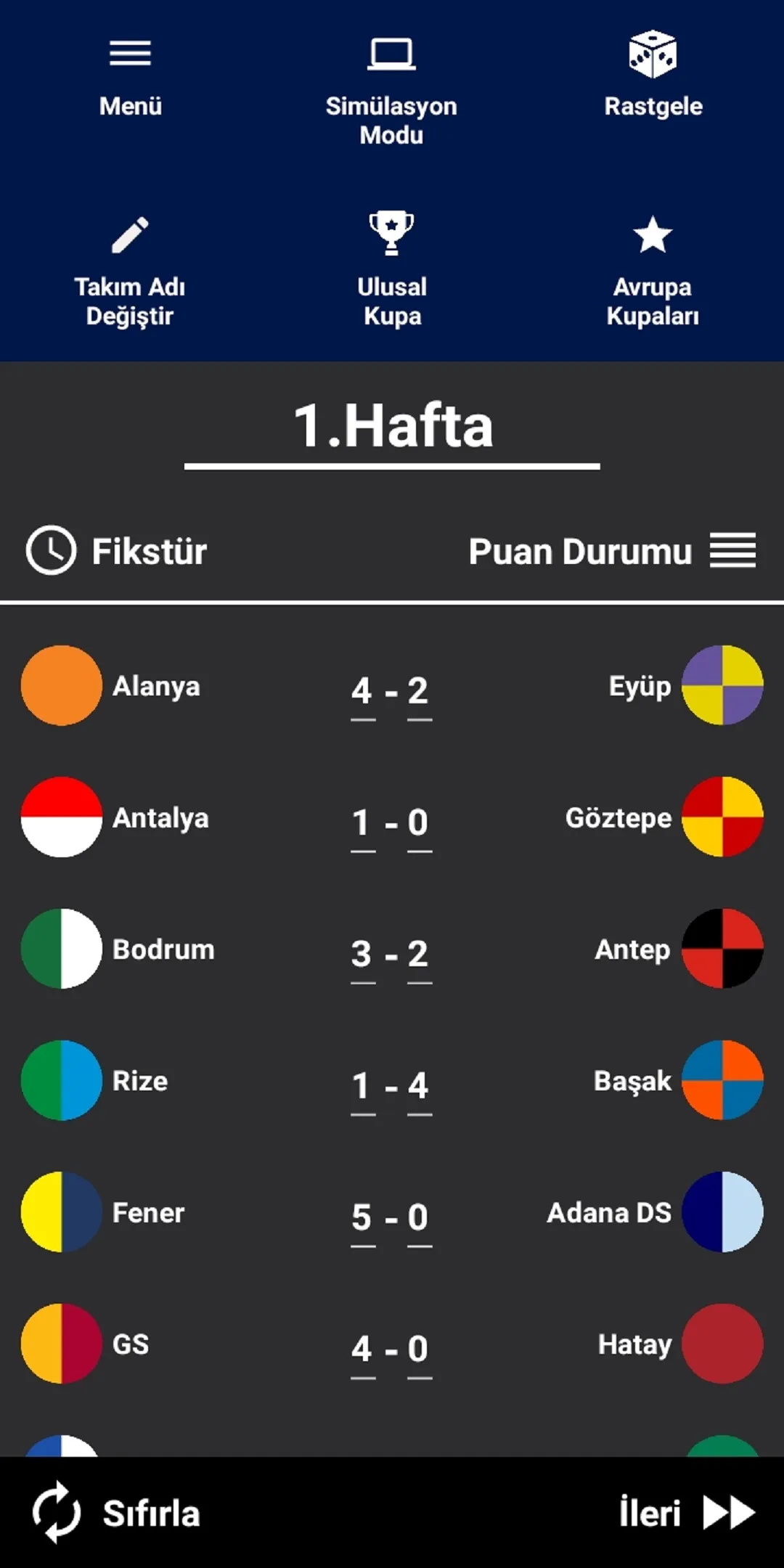 Türkiye Süper Lig Simülasyon | Indus Appstore | Screenshot