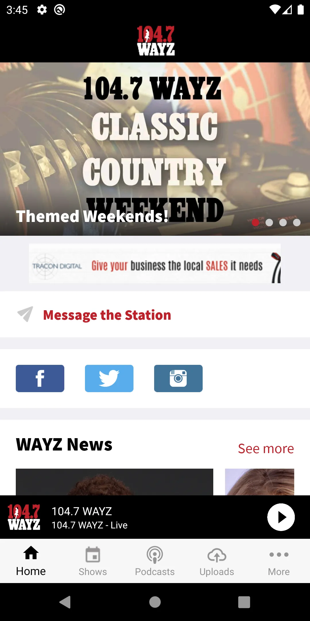 104.7 WAYZ | Indus Appstore | Screenshot