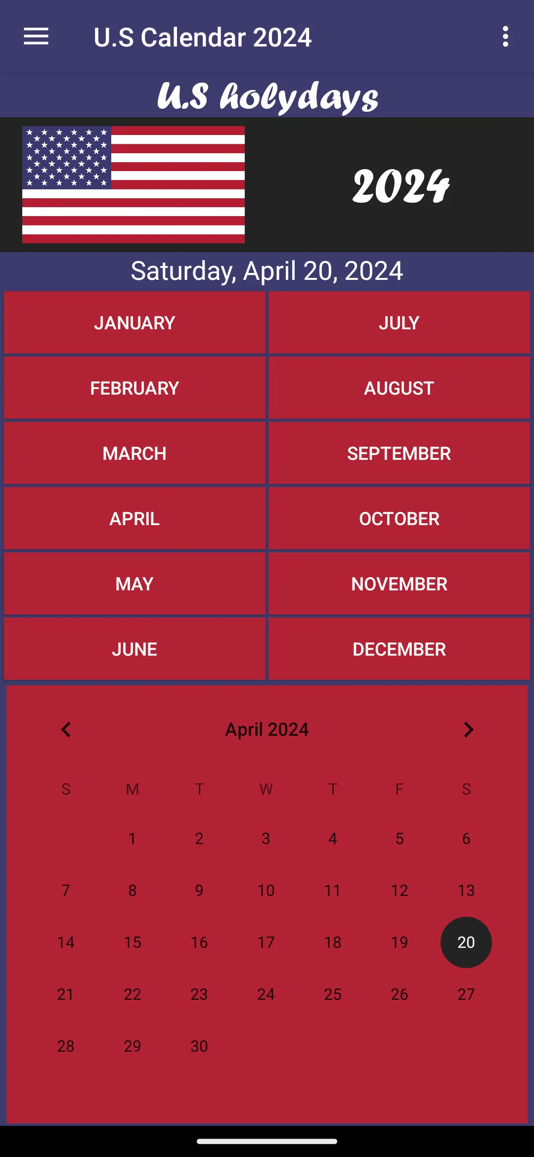 US Holidays 2024 | Indus Appstore | Screenshot