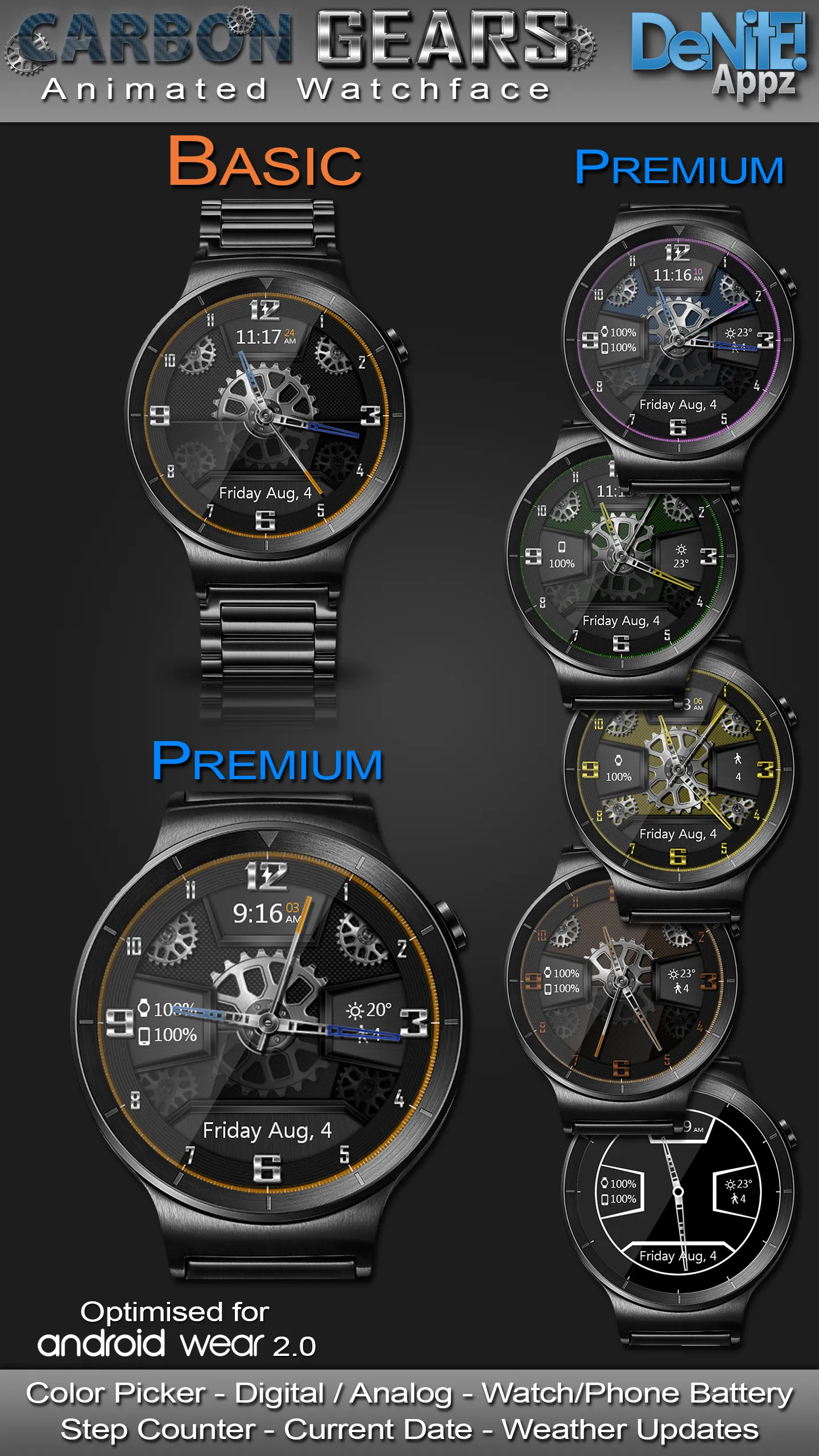 Carbon Gears HD Watch Face | Indus Appstore | Screenshot