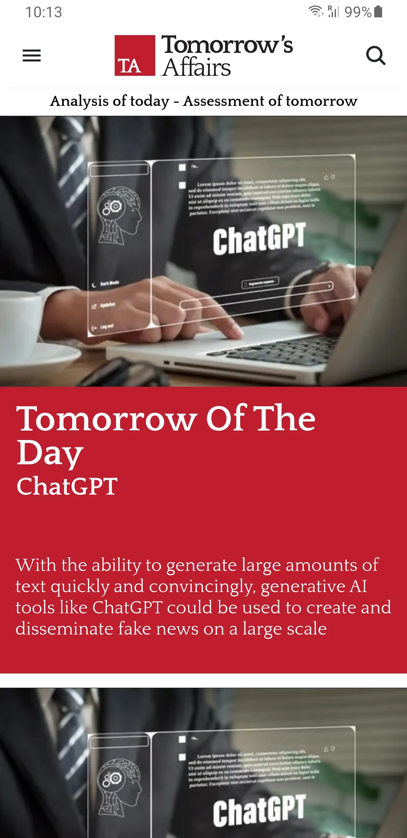 Tomorrow's Affairs | Indus Appstore | Screenshot