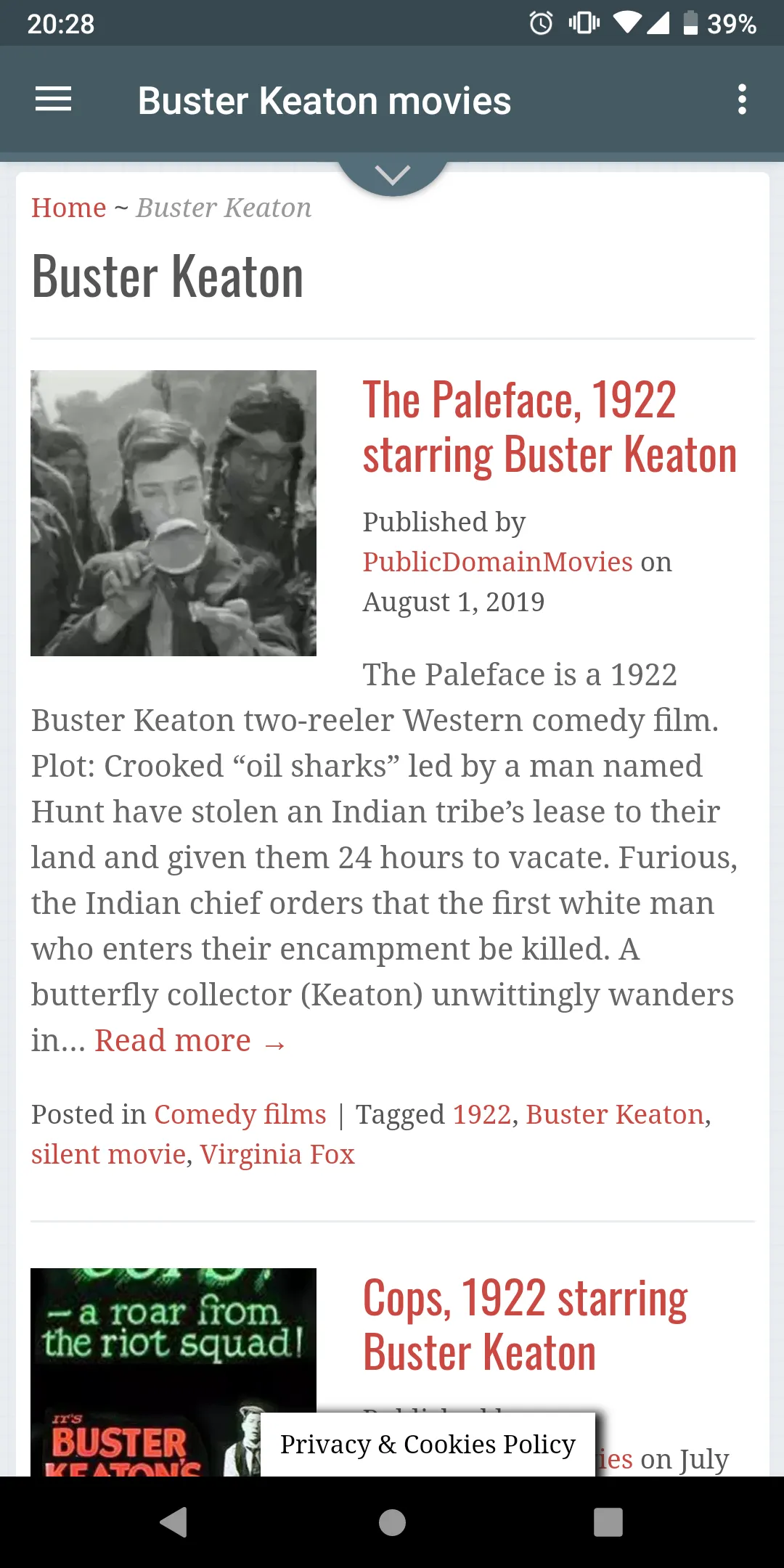 Buster Keaton Movies App | Indus Appstore | Screenshot