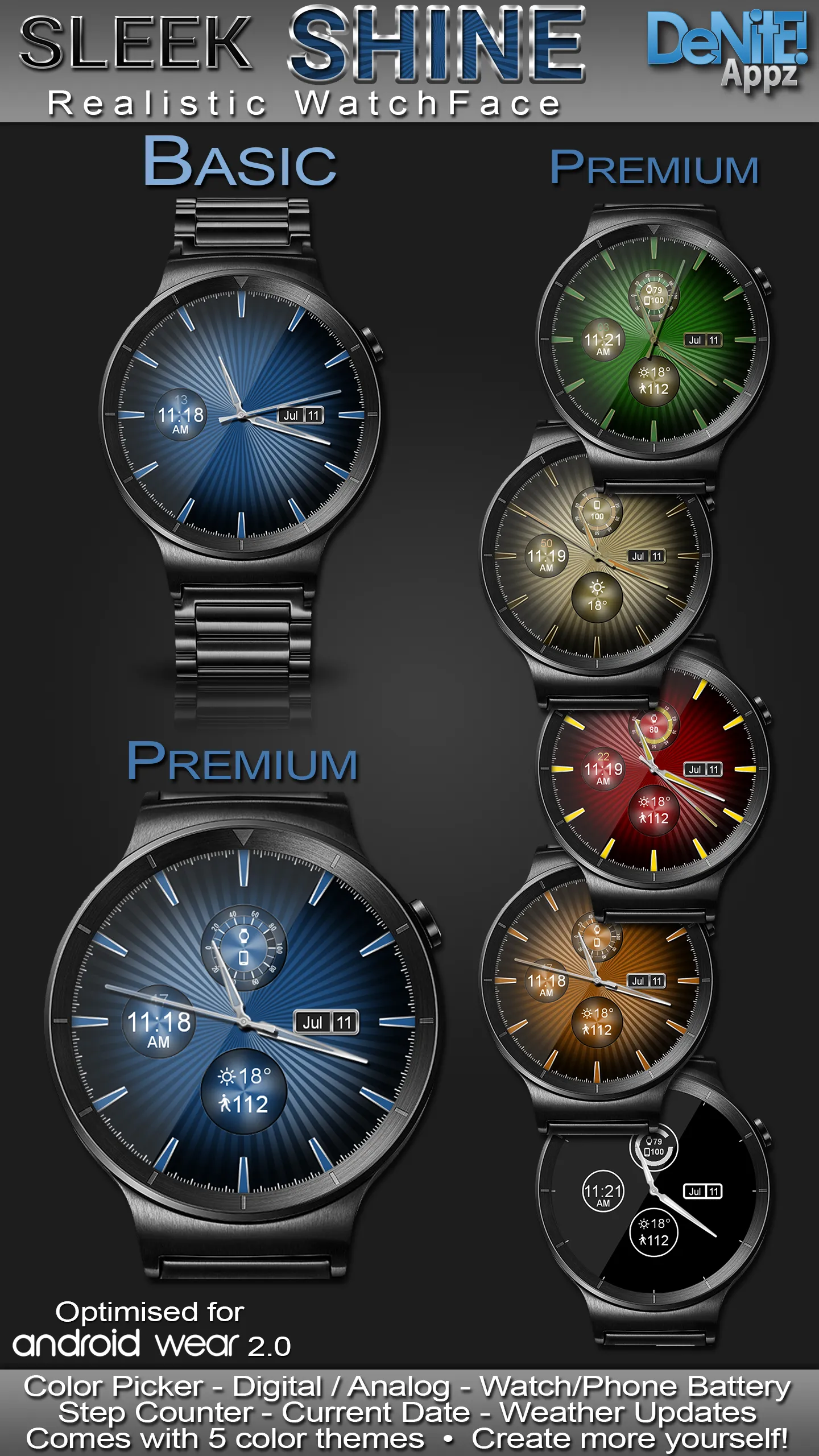 Sleek Shine HD Watch Face | Indus Appstore | Screenshot