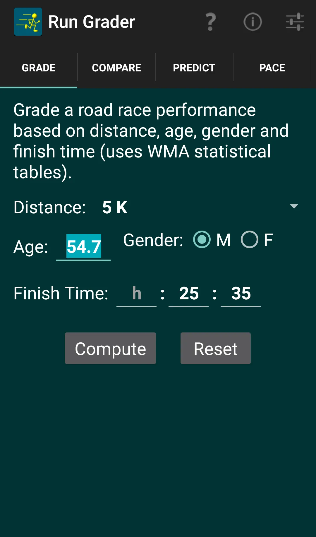 Run Grader: Age-Grading + | Indus Appstore | Screenshot