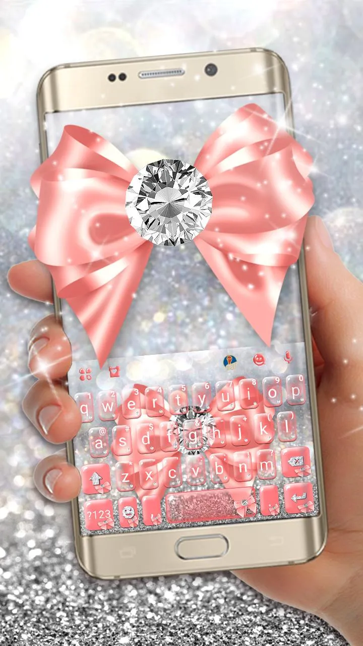 Pink Diamond Bow Keyboard Them | Indus Appstore | Screenshot