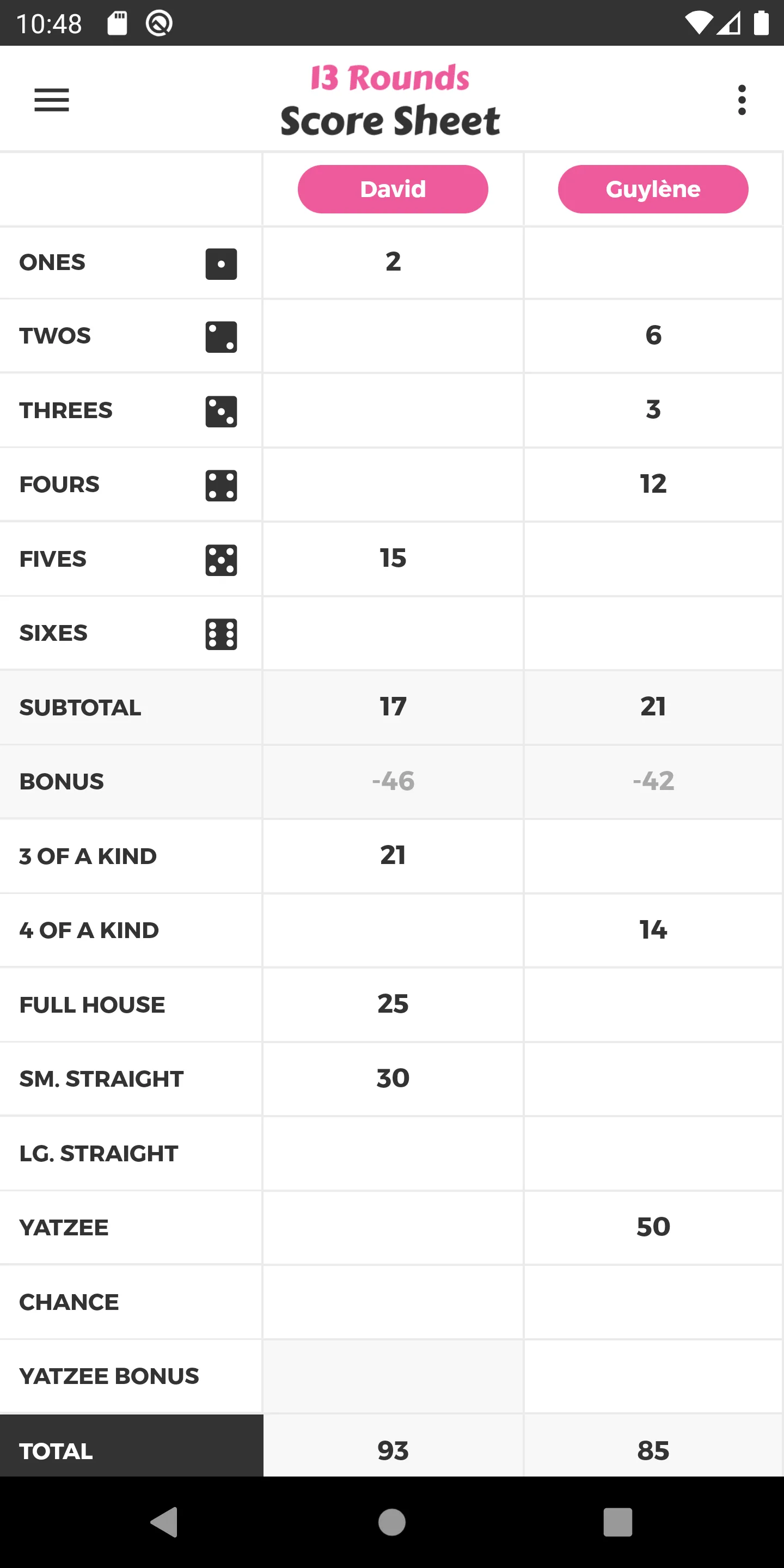 13 Rounds Score Sheet | Indus Appstore | Screenshot