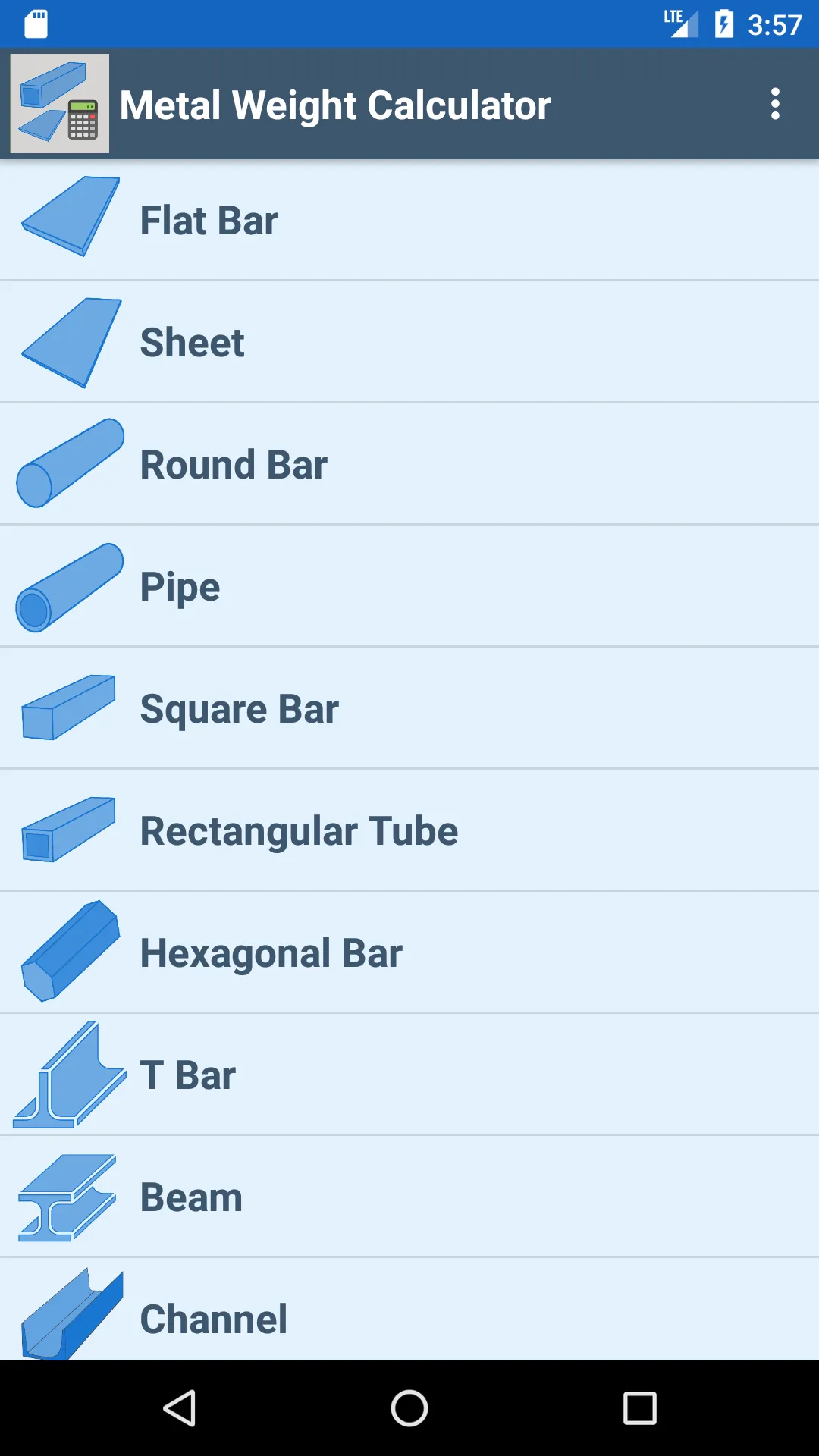 Metal Weight Calculator | Indus Appstore | Screenshot