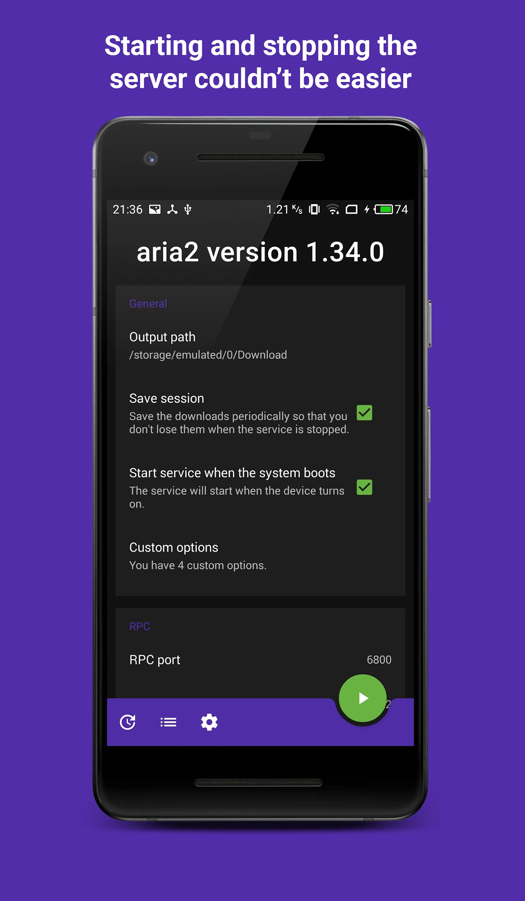 Aria2Android  (open source) | Indus Appstore | Screenshot