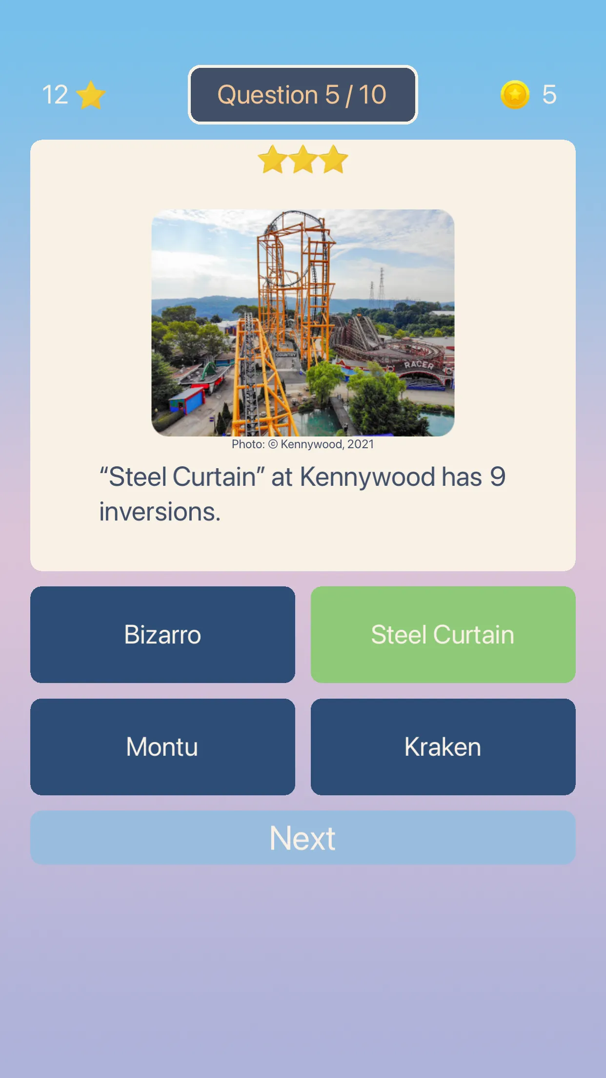 Roller Coaster Quiz | Indus Appstore | Screenshot