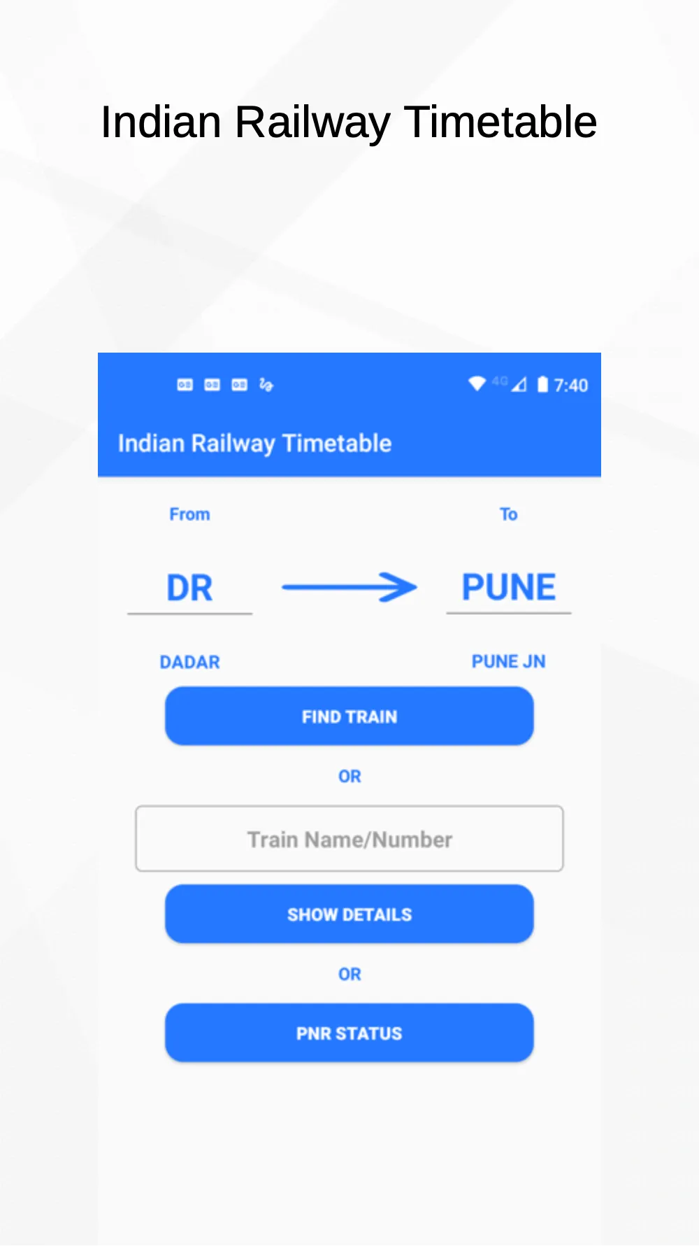 Indian Railways Timetable | Indus Appstore | Screenshot