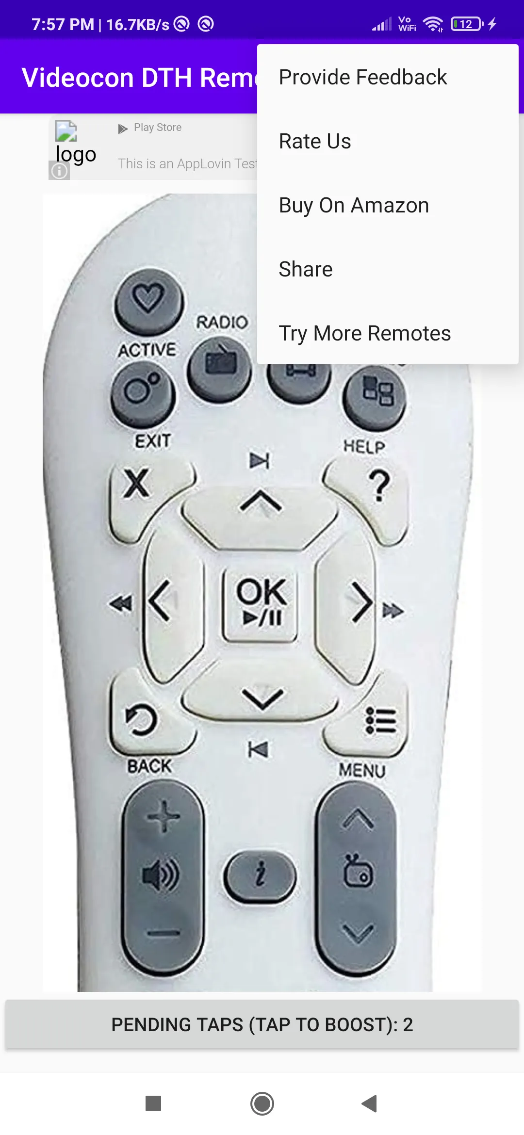 Videocon DTH Remote | Indus Appstore | Screenshot