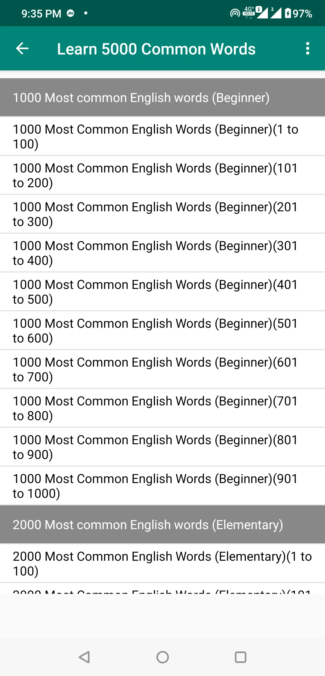 5000 Common English Words | Indus Appstore | Screenshot