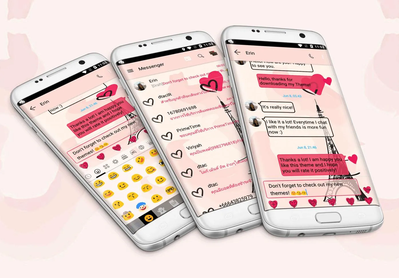 SMS Messages Paris Pink Theme | Indus Appstore | Screenshot