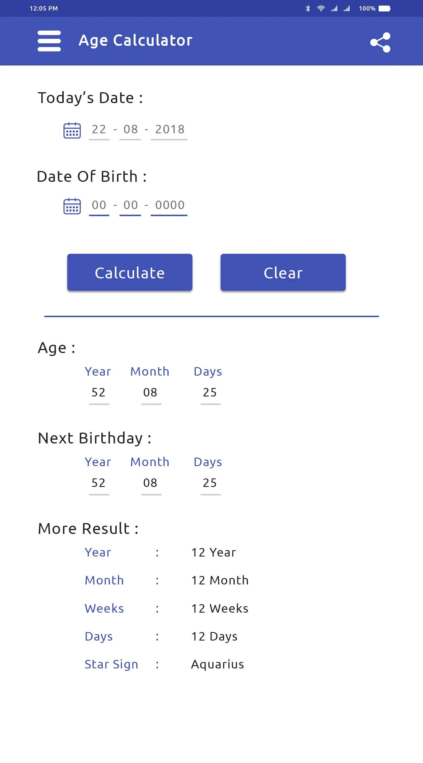 NG Age Calculator | Indus Appstore | Screenshot