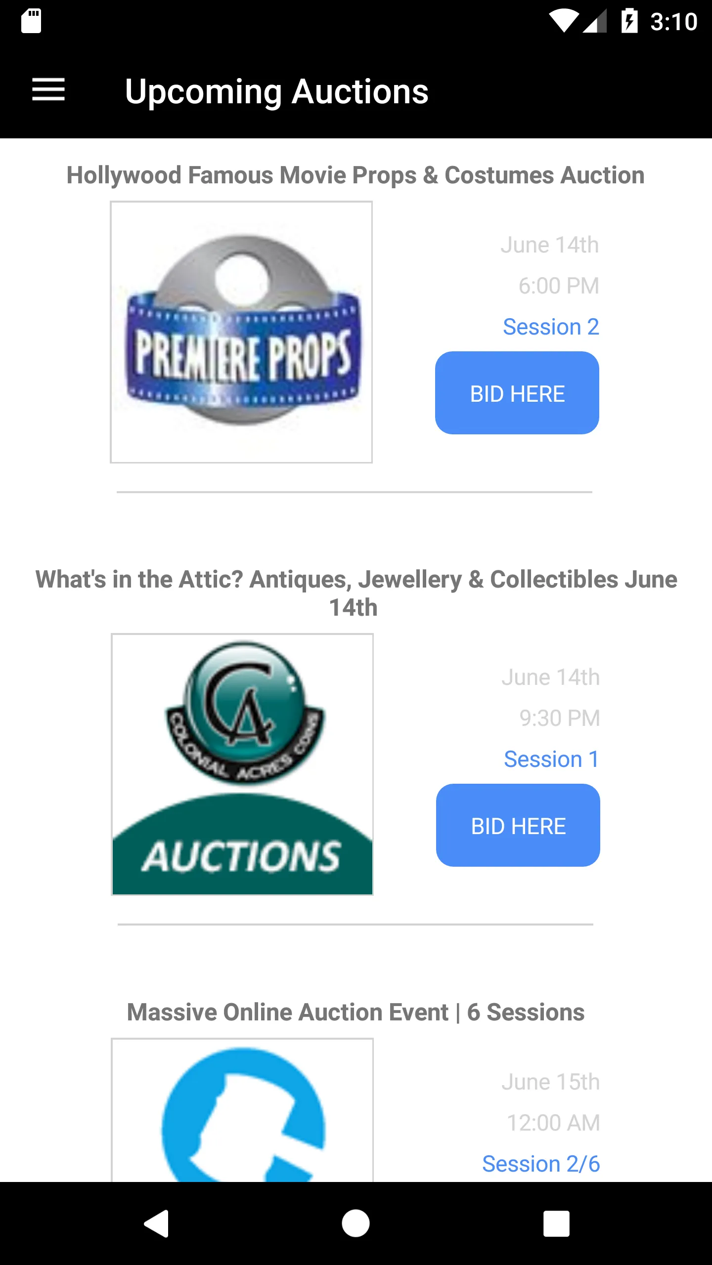 iCollector Live Auctions | Indus Appstore | Screenshot