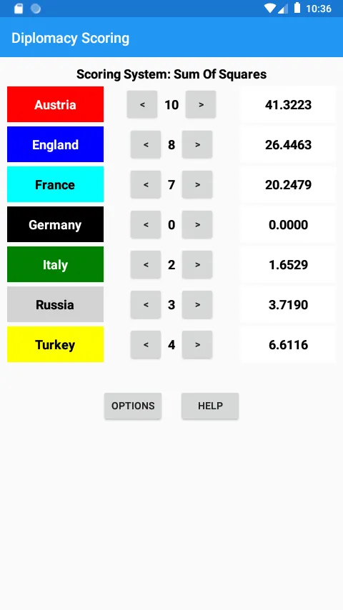 Diplomacy Tournament Scoring | Indus Appstore | Screenshot