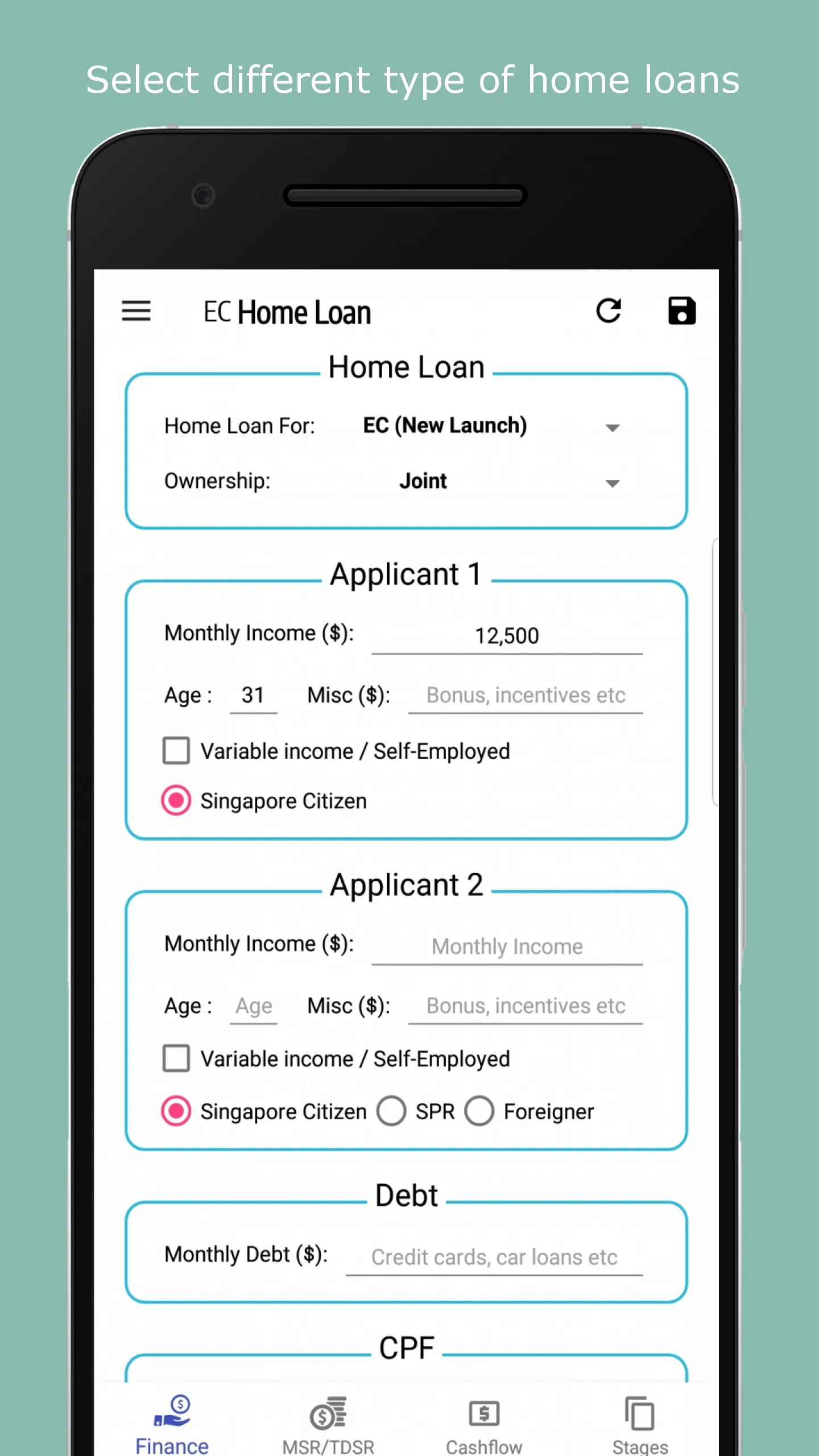 Singapore Home Loan Calculator | Indus Appstore | Screenshot