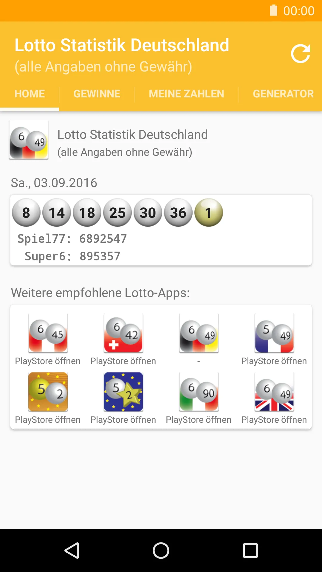 Lotto Statistik Deutschland | Indus Appstore | Screenshot