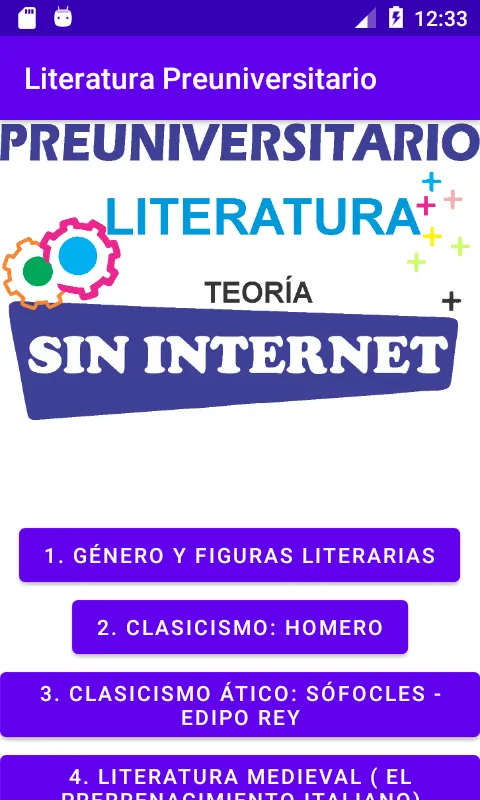 Literatura Preuniversitario | Indus Appstore | Screenshot