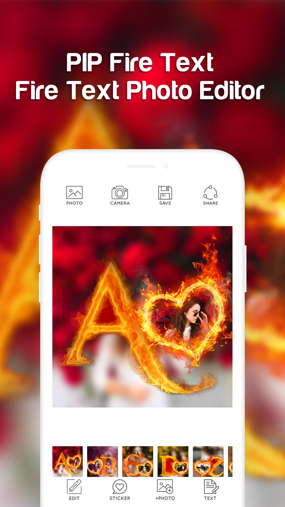 Fire Text Photo Frame | Indus Appstore | Screenshot