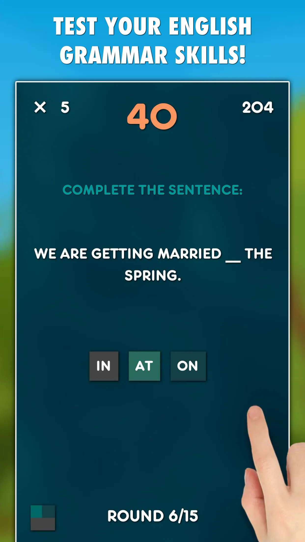 Prepositions Grammar Test | Indus Appstore | Screenshot