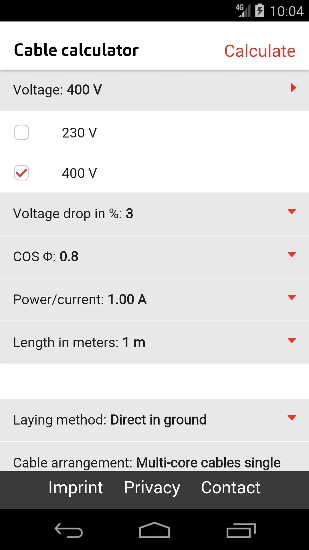 Cable Calculator | Indus Appstore | Screenshot