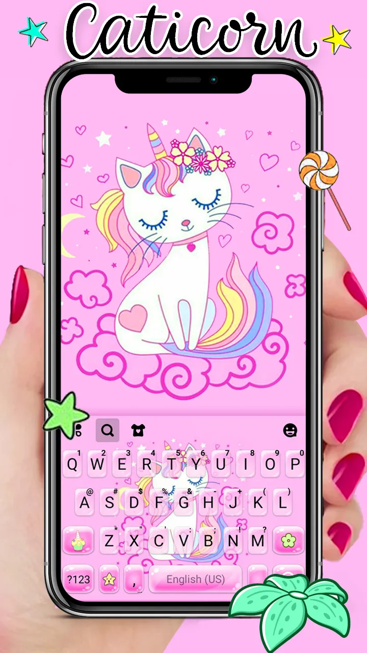 Pink Cat Unicorn Keyboard Back | Indus Appstore | Screenshot