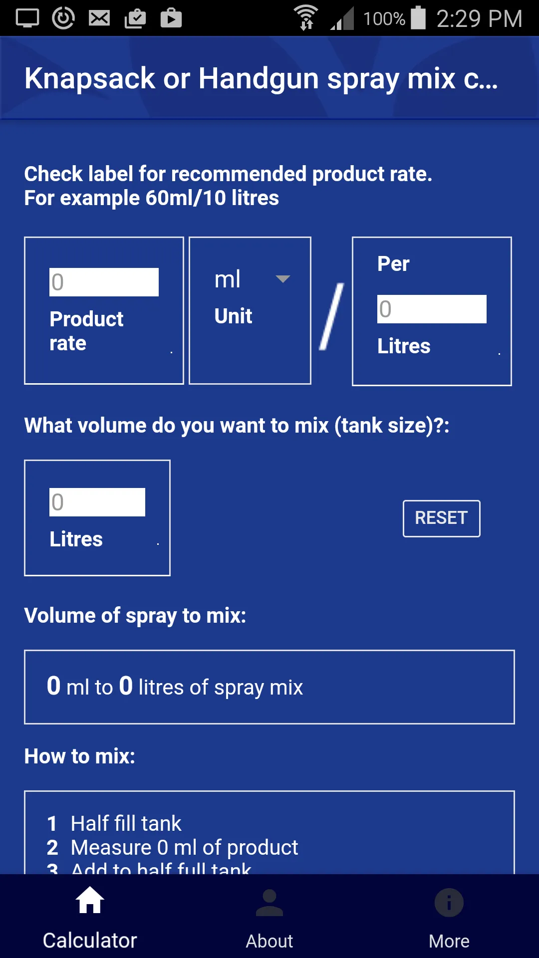 Growsafe Knapsack Spray Calc | Indus Appstore | Screenshot