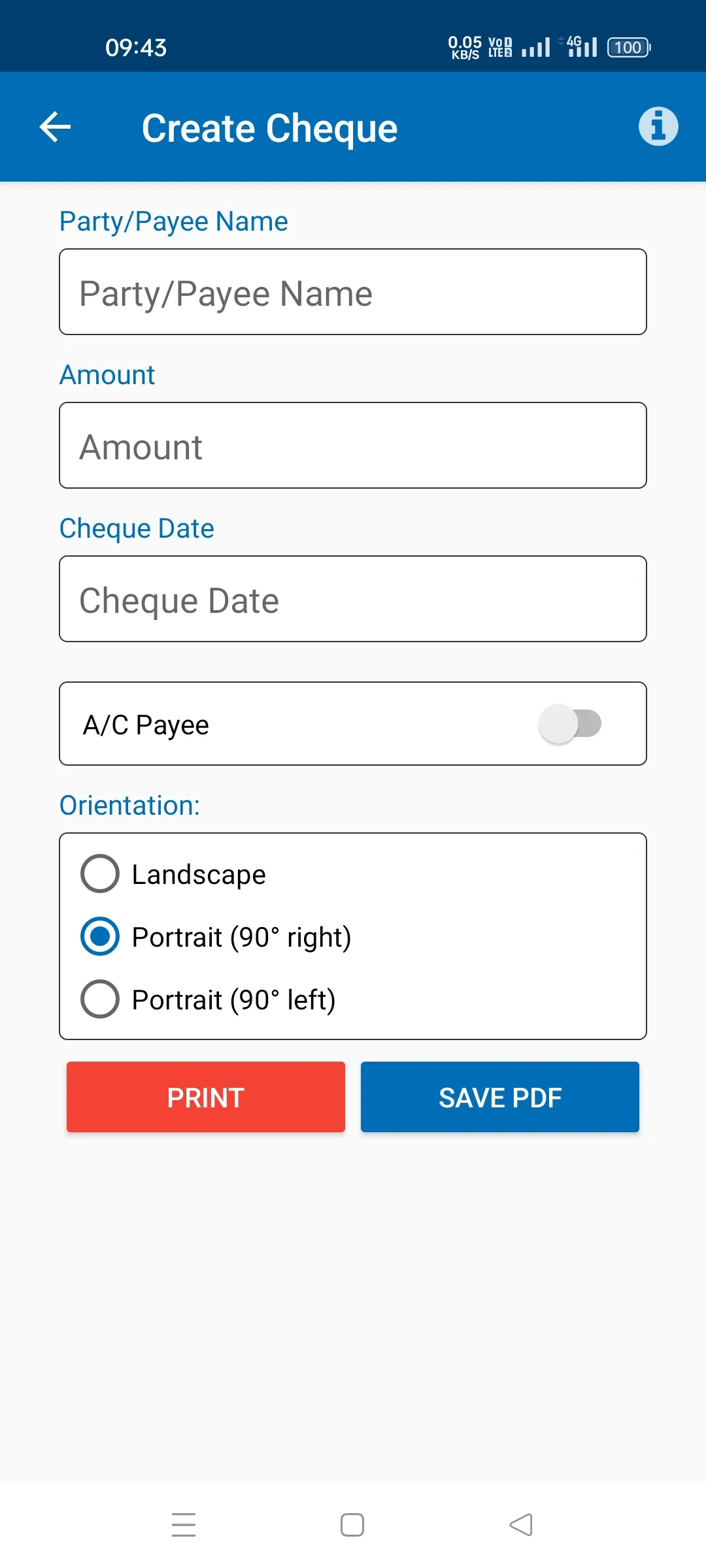 Cheque Printing | Indus Appstore | Screenshot