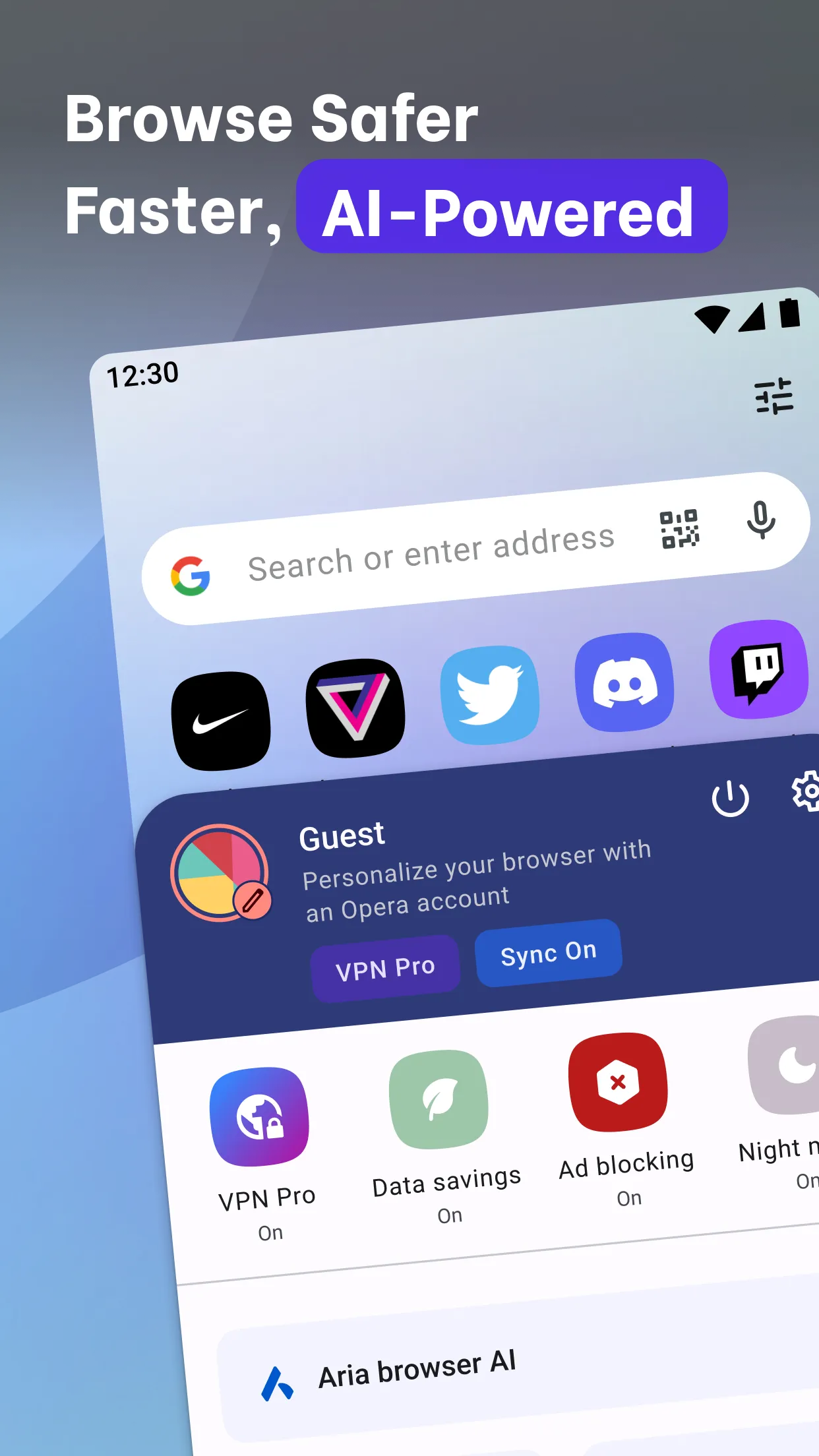 Opera browser with AI & VPN | Indus Appstore | Screenshot