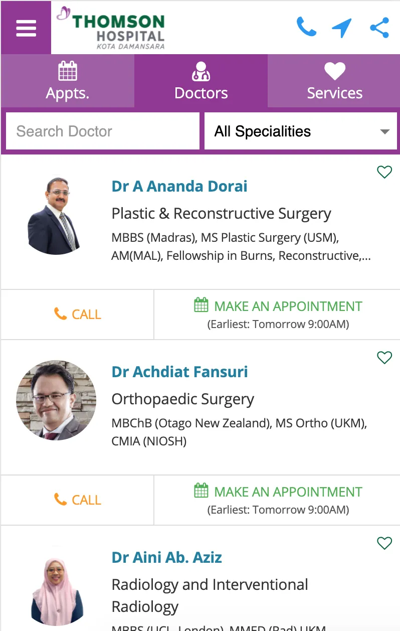Thomson Hospitals Sdn Bhd | Indus Appstore | Screenshot