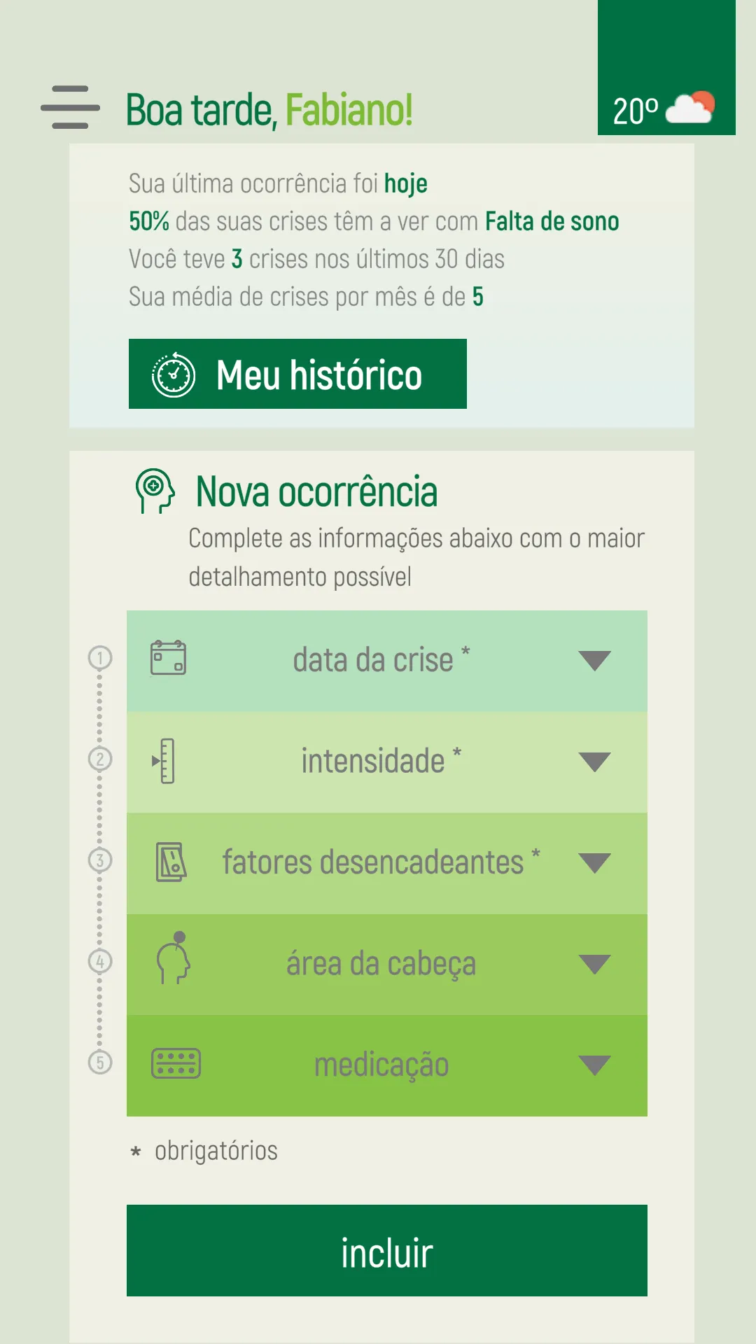 Diário Cefaleia | Indus Appstore | Screenshot