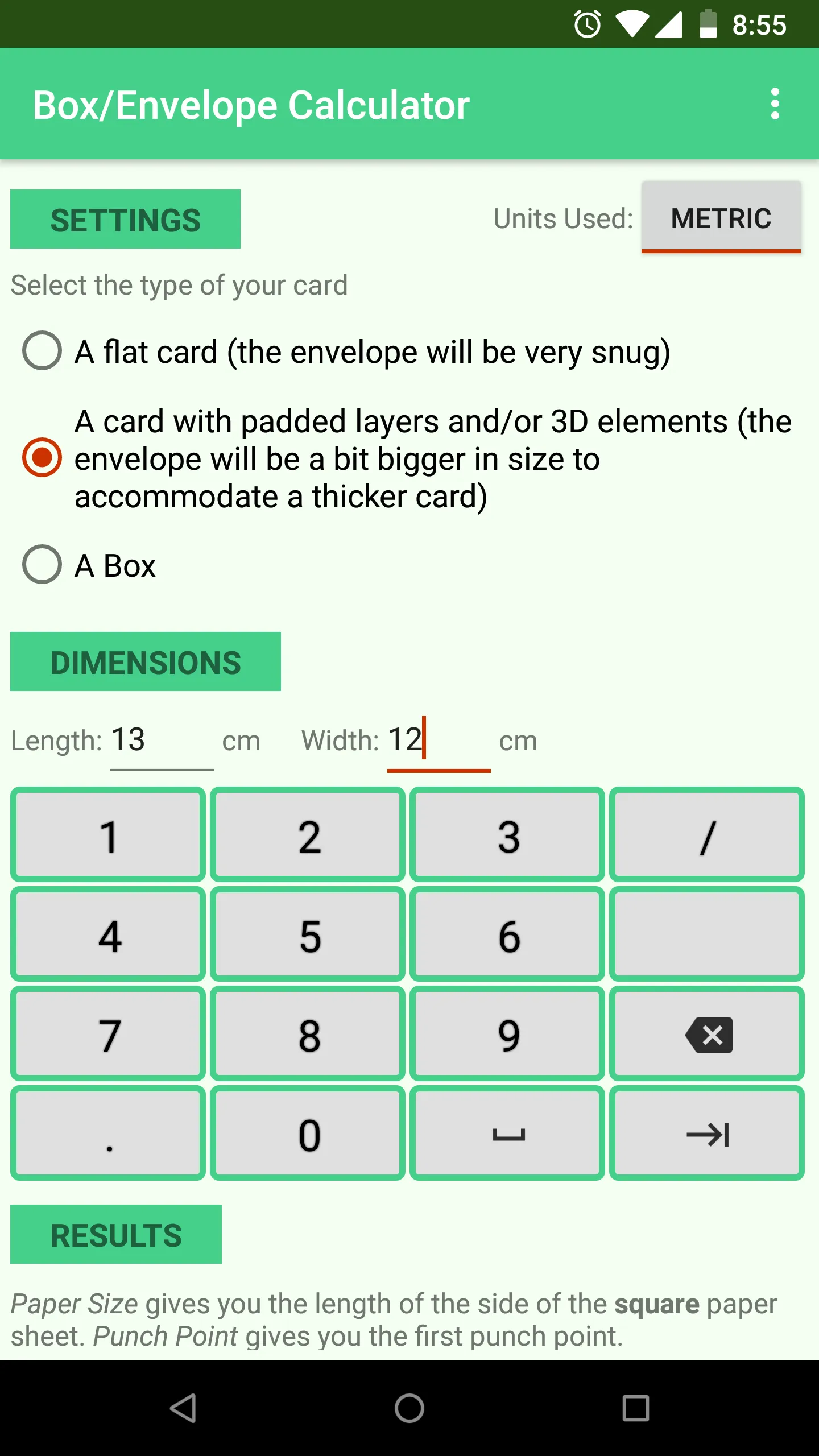 Box/Envelope Calculator | Indus Appstore | Screenshot