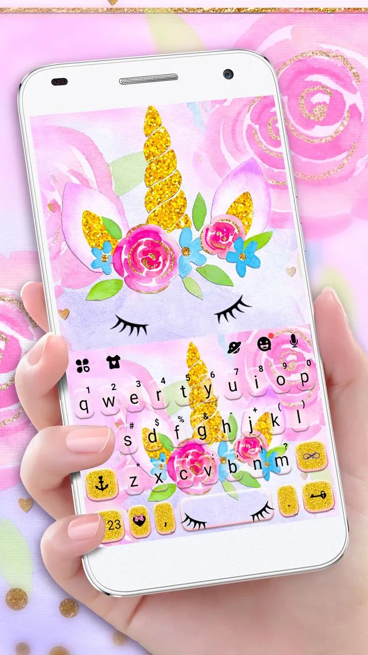 Gold Floral Unicorn Keyboard T | Indus Appstore | Screenshot