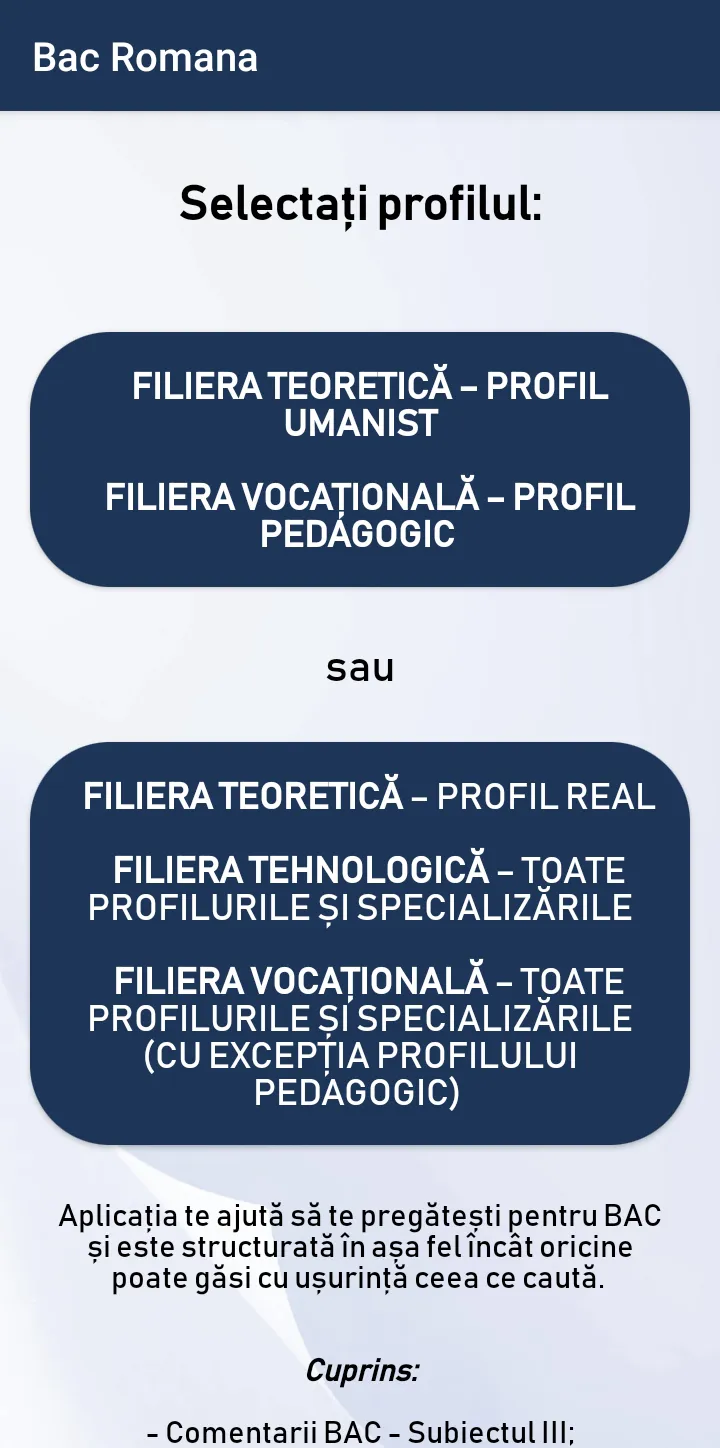 Comentarii BAC Romana | Indus Appstore | Screenshot
