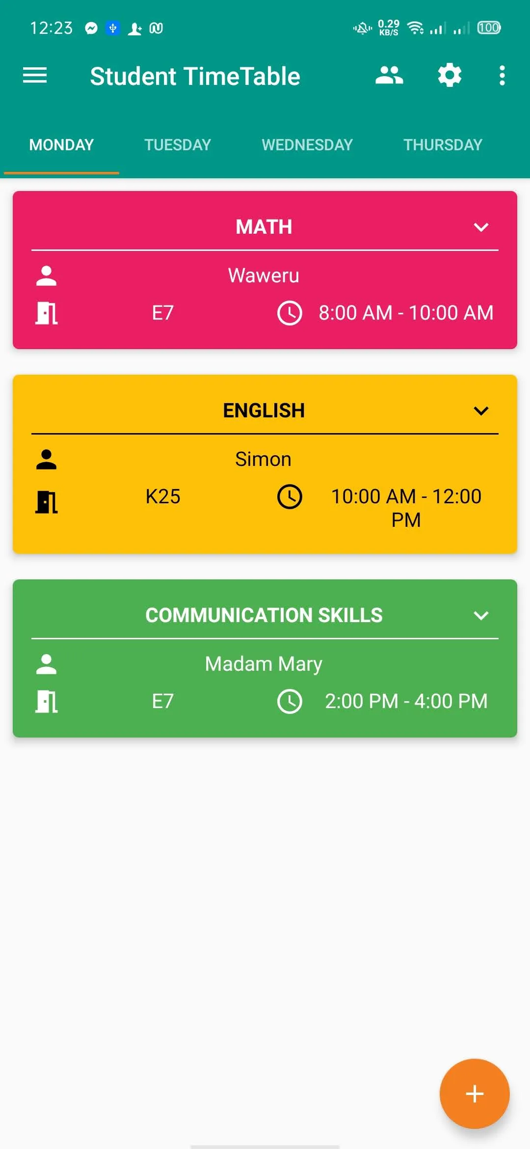 Student Timetable (With alarm) | Indus Appstore | Screenshot