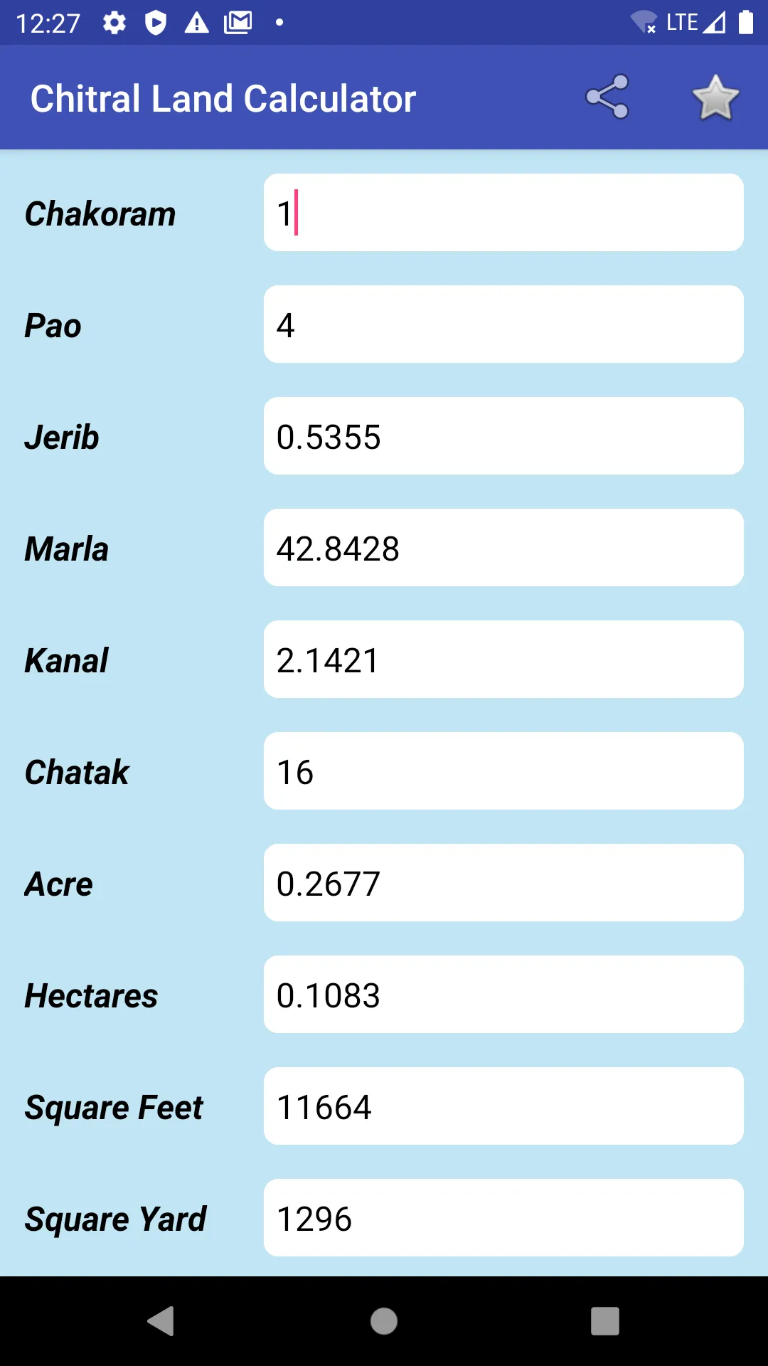 Chitral Land Calculator | Indus Appstore | Screenshot