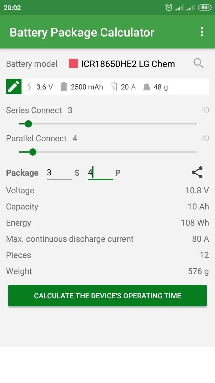 Battery Pack Calculator - DIY | Indus Appstore | Screenshot