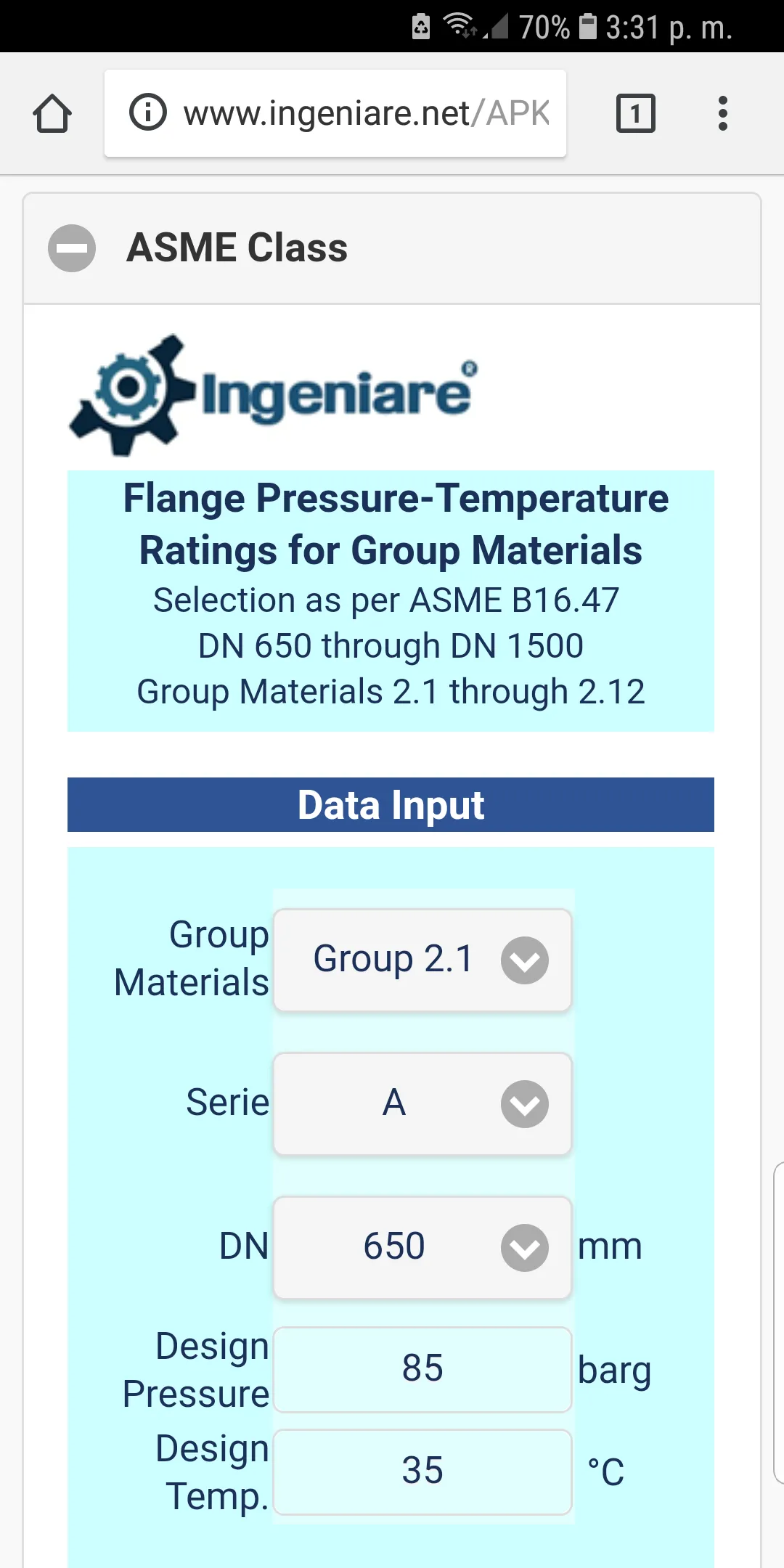 ASME B16.47 Group 2.1 to 2.12  | Indus Appstore | Screenshot