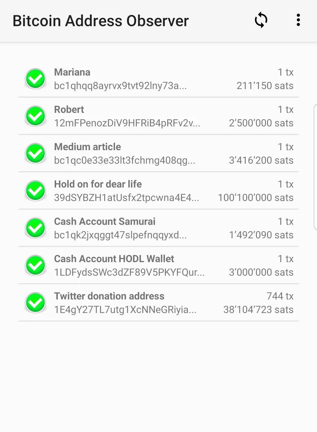 Bitcoin Address Observer | Indus Appstore | Screenshot