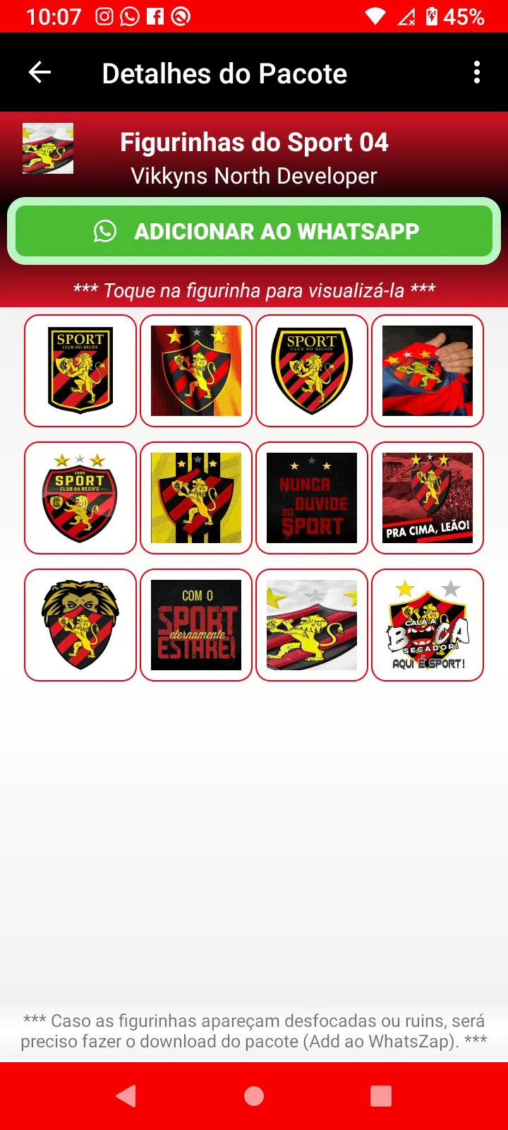 Figurinhas do Sport RE | Indus Appstore | Screenshot