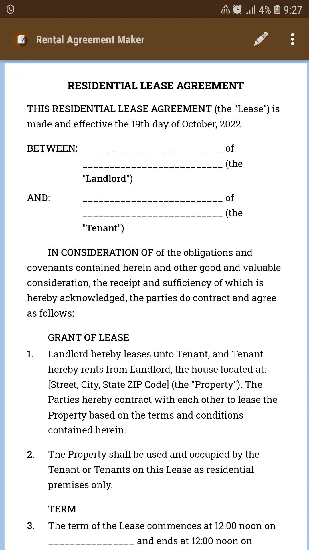 Rental Agreement Maker | Indus Appstore | Screenshot