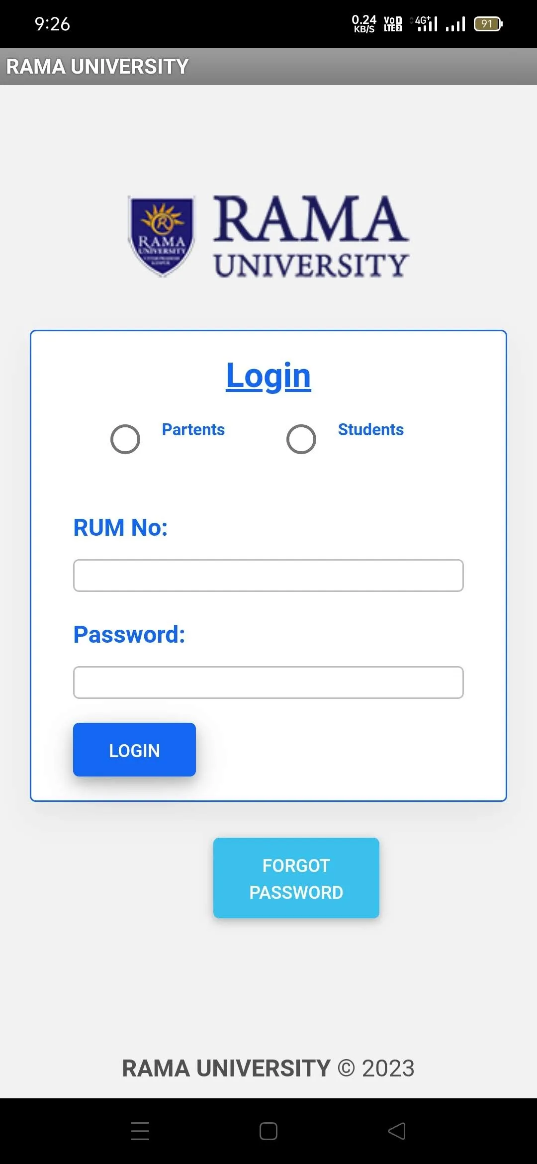 RAMA UNIVERSITY STUDENT PORTAL | Indus Appstore | Screenshot