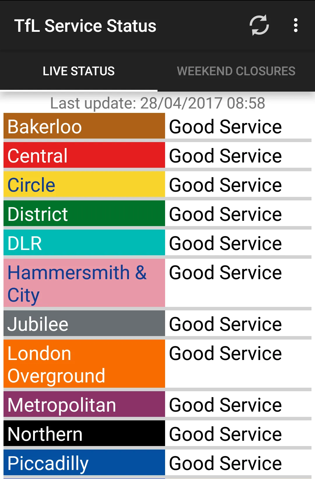 TfL Service Status | Indus Appstore | Screenshot