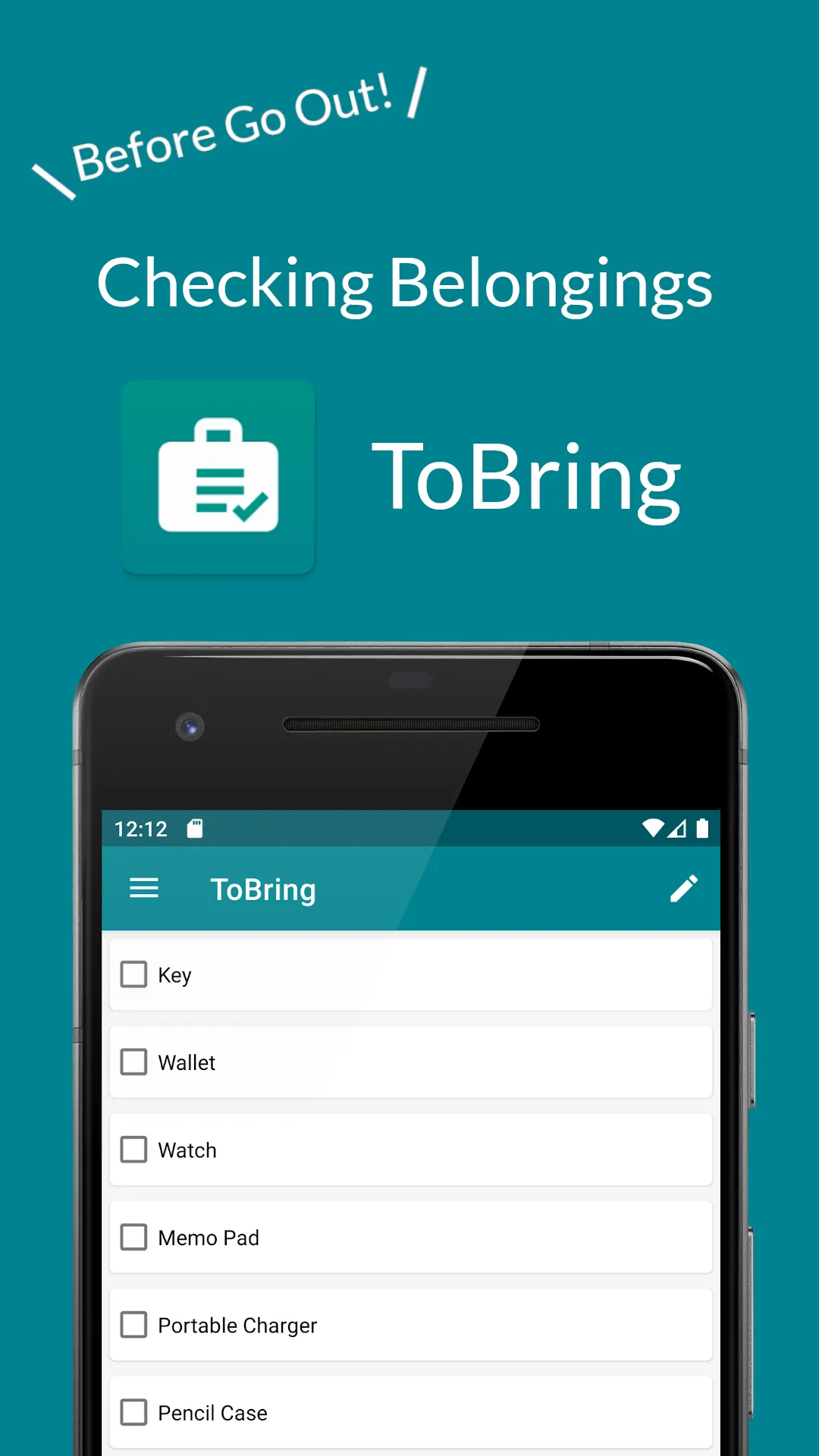 ToBring - Checking Belongings | Indus Appstore | Screenshot