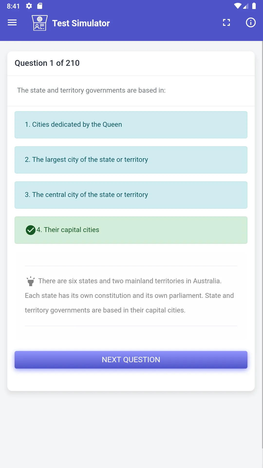 Australian Citizenship Test | Indus Appstore | Screenshot