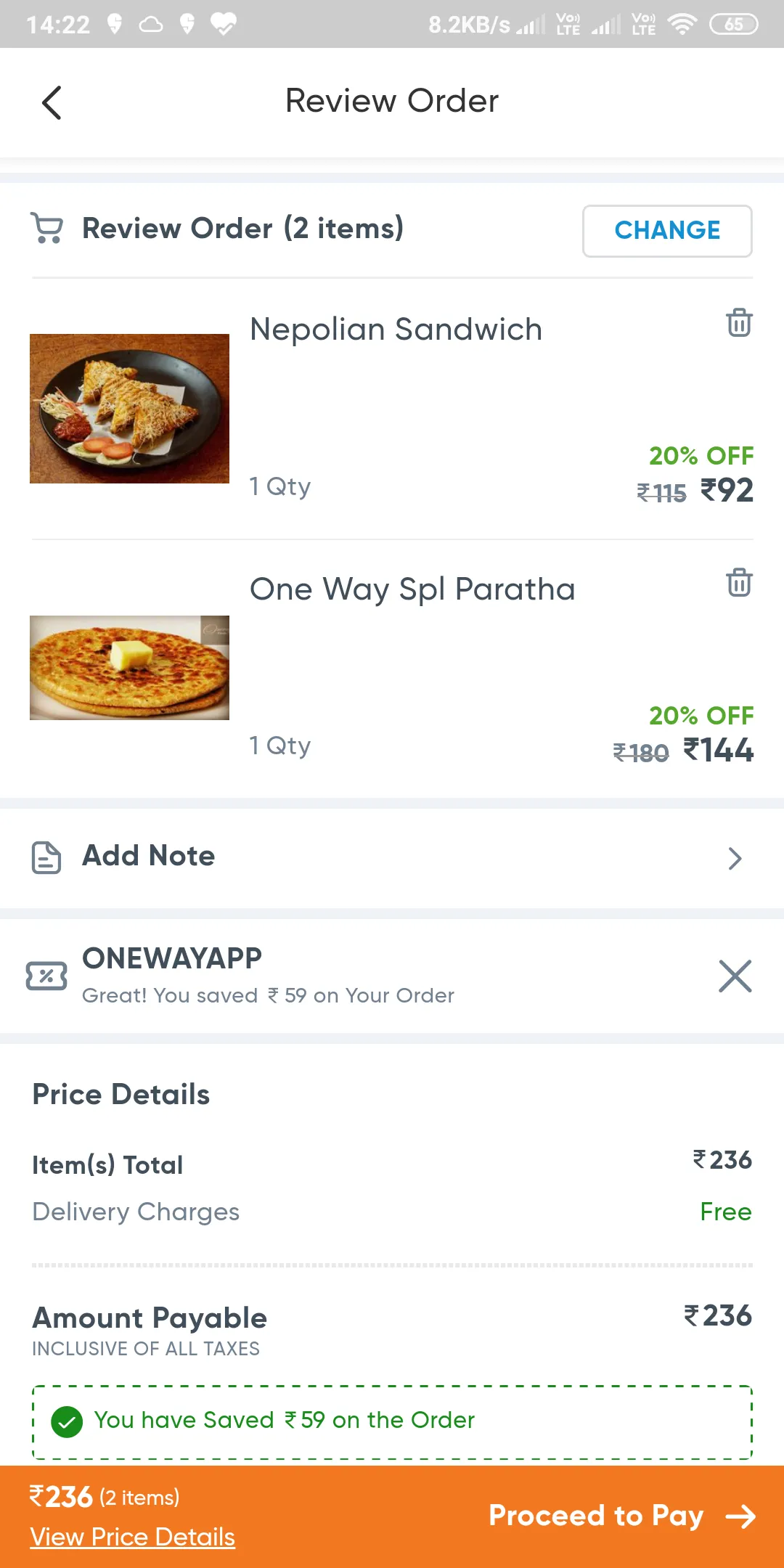 One Way Foods | Indus Appstore | Screenshot