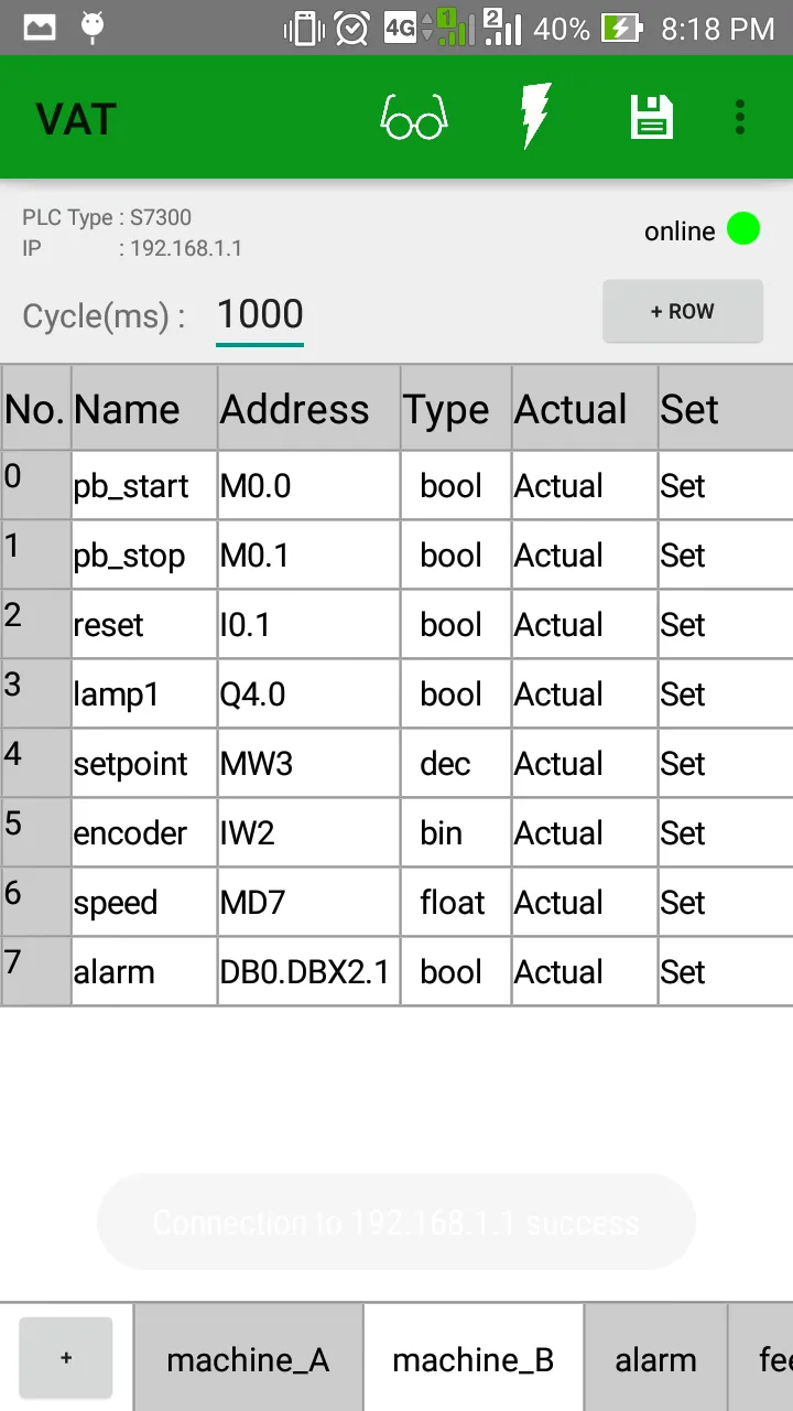 PLC Siemens VAT demo | Indus Appstore | Screenshot