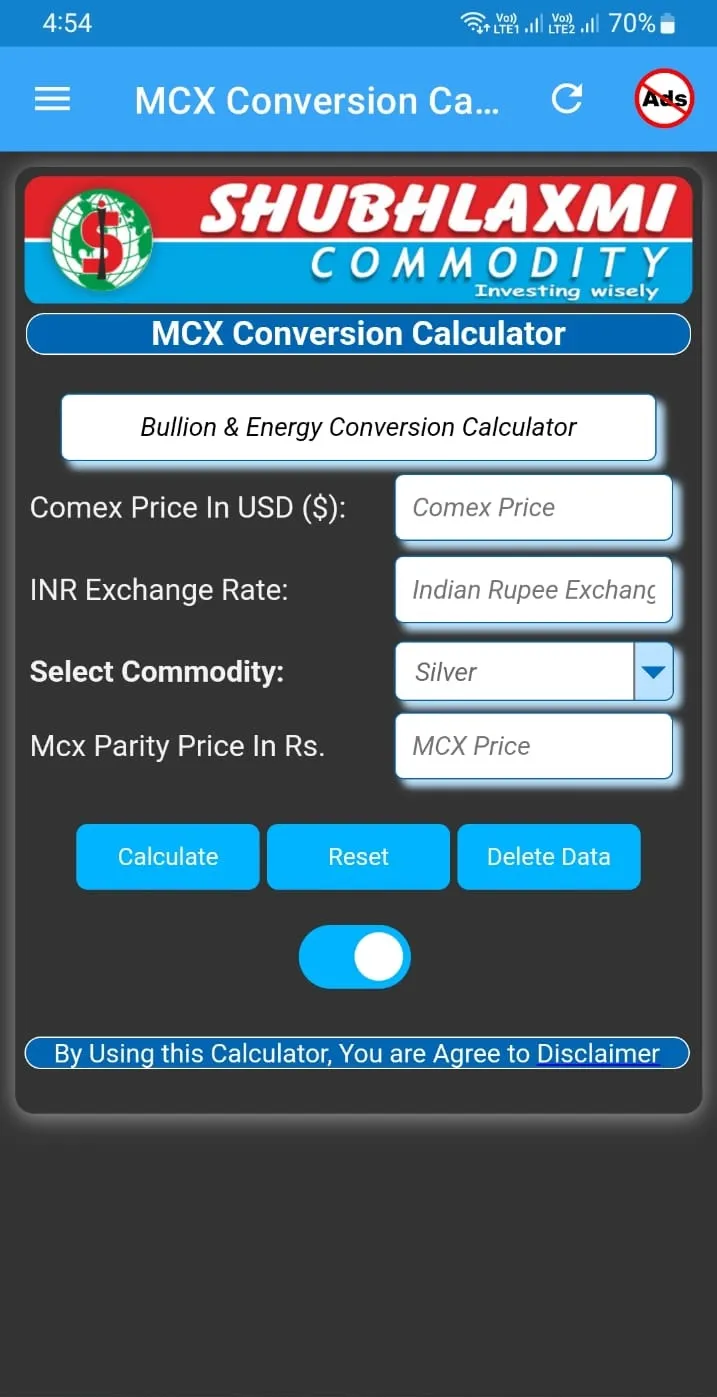 MCX Conversion Calculator | Indus Appstore | Screenshot