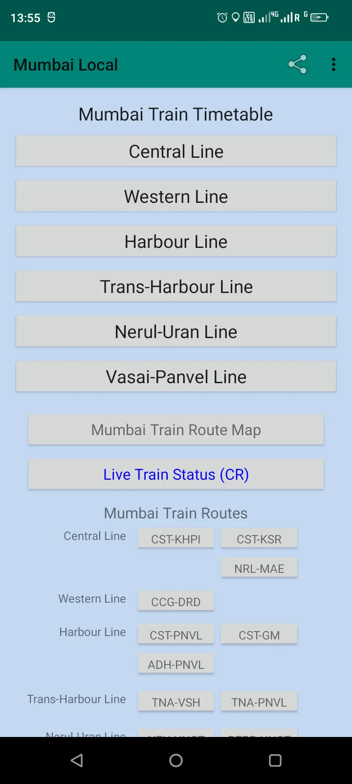 Mumbai Local Train Timetable | Indus Appstore | Screenshot